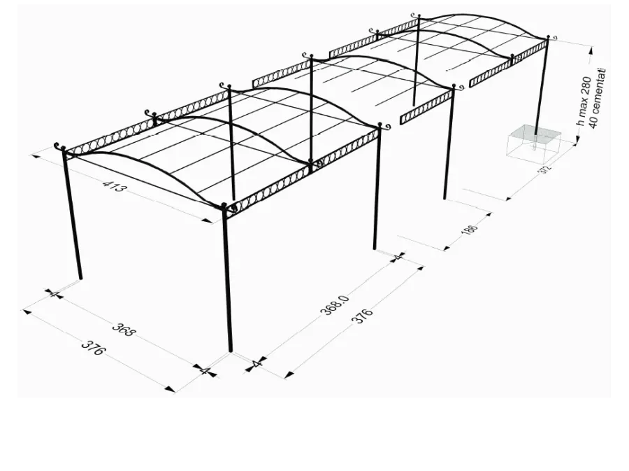 obrazek 3 Wolnostojąca pergola 376×413 cm bez zadaszenia do wyjątkowego ogrodu