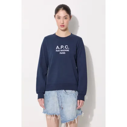 Zdjęcie A.P.C. bluza bawełniana Sweat Tina damska kolor granatowy z aplikacją COEBH.F27561-MARINE