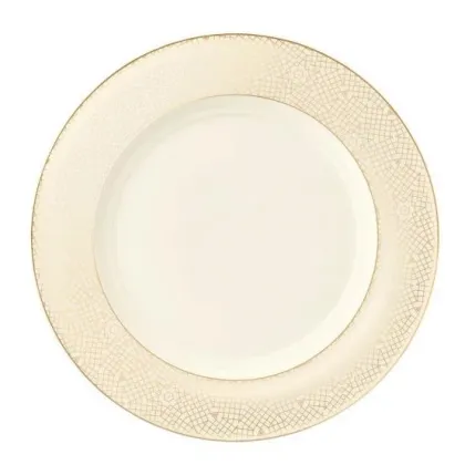 Zdjęcie Stylowy porcelanowy okrągły półmisek zdobiony złotym wzorem w stylu klasycznym – Tettau