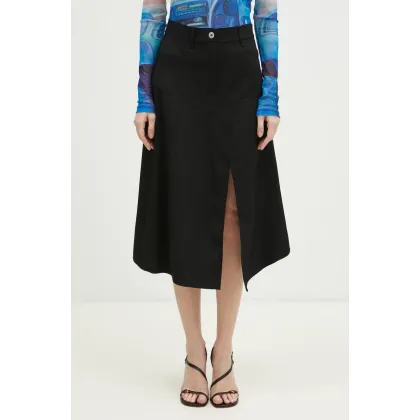Zdjęcie JW Anderson spódnica wełniana Patchwork A-Line Skirt kolor czarny midi rozkloszowana SK0175.PG0011.999