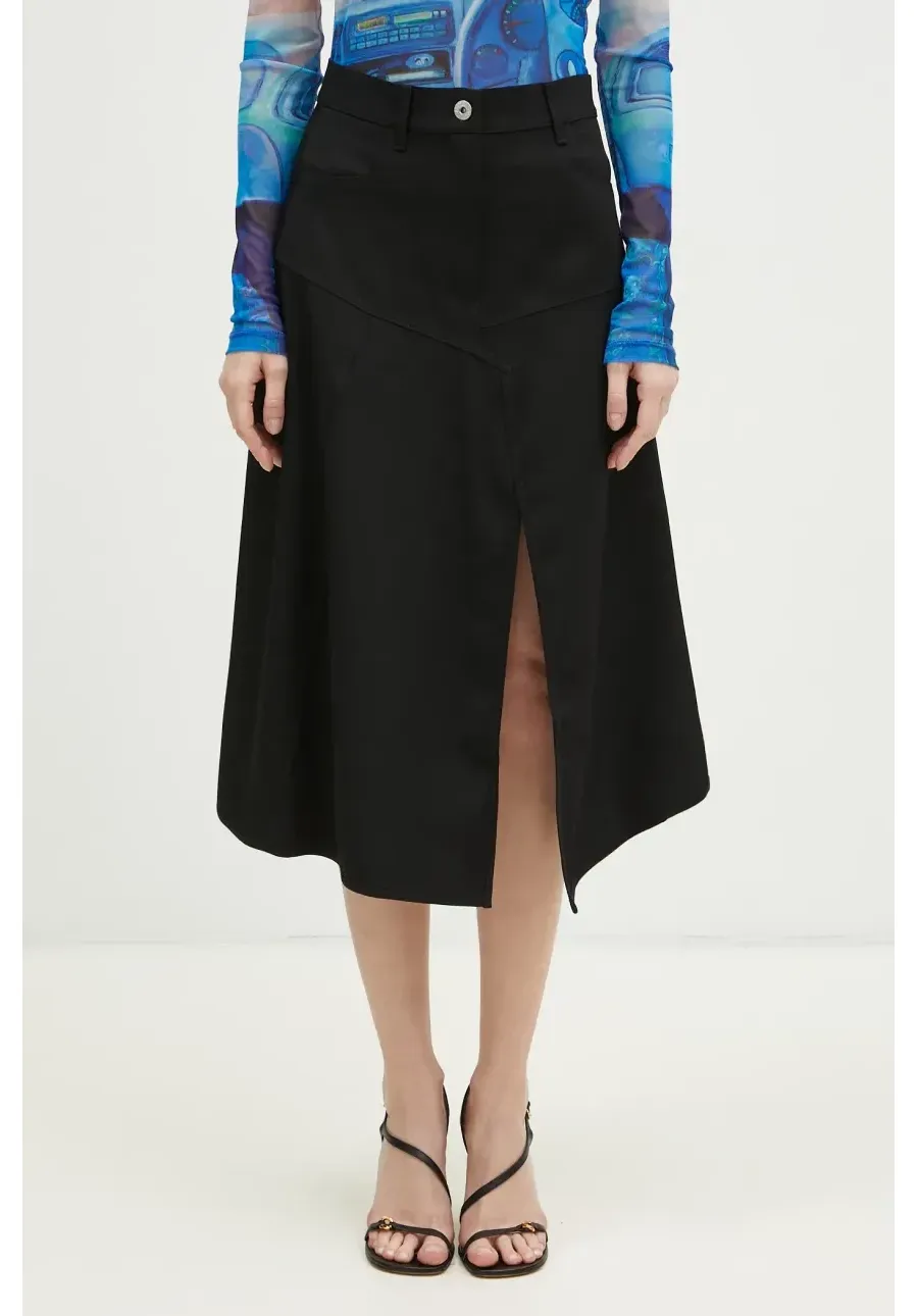 obrazek 1 JW Anderson spódnica wełniana Patchwork A-Line Skirt kolor czarny midi rozkloszowana SK0175.PG0011.999