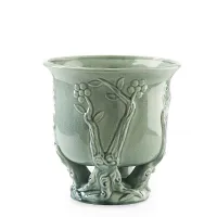 Picture Medium flower pot made of glazed ceramics H.38xL.40xD.Int.31 cm
