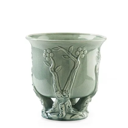 Picture Medium flower pot made of glazed ceramics H.38xL.40xD.Int.31 cm