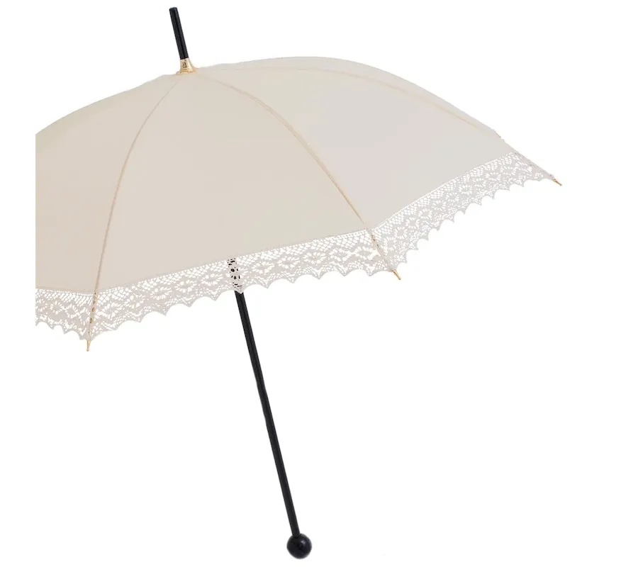 obrazek 7 Stylowy ślubny parasol damski w kolorze kości słoniowej zdobiony koronką – Pasotti
