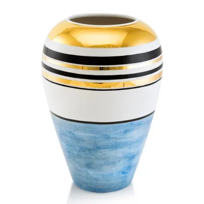 Picture Round ceramic vase with gold accents – Ahura
