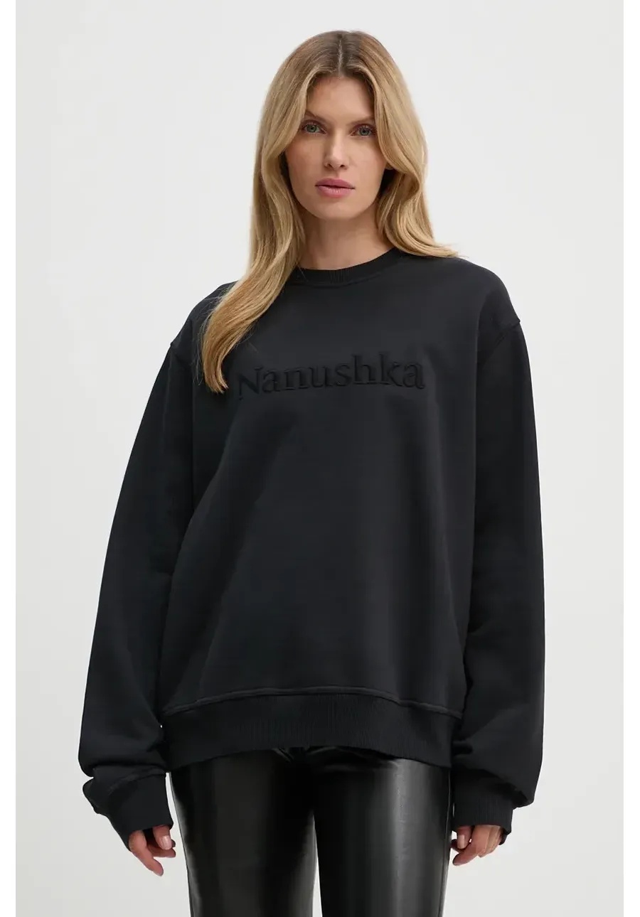 obrazek 1 Nanushka bluza bawełniana REMY damska kolor czarny z aplikacją NU24CRSH00299