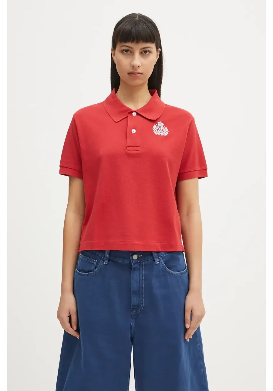 obrazek 1 Sporty & Rich polo bawełniane H&W Crest Pique damski kolor czerwony TO085606241RE15