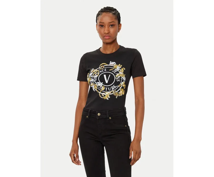 obrazek 1 Versace Jeans Couture T-Shirt 78HAHC01 Czarny Regular Fit