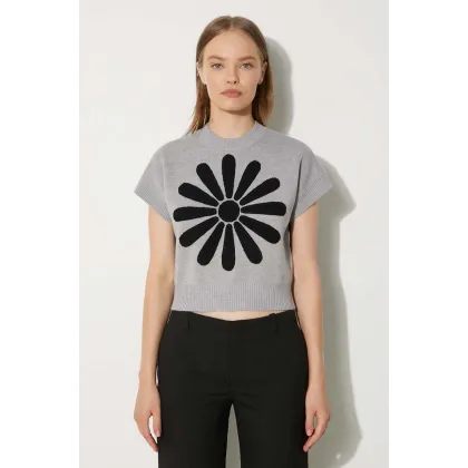 Zdjęcie Kenzo sweter wełniany Marguerite Placed Top damski kolor szary FE62PU4883CT.93