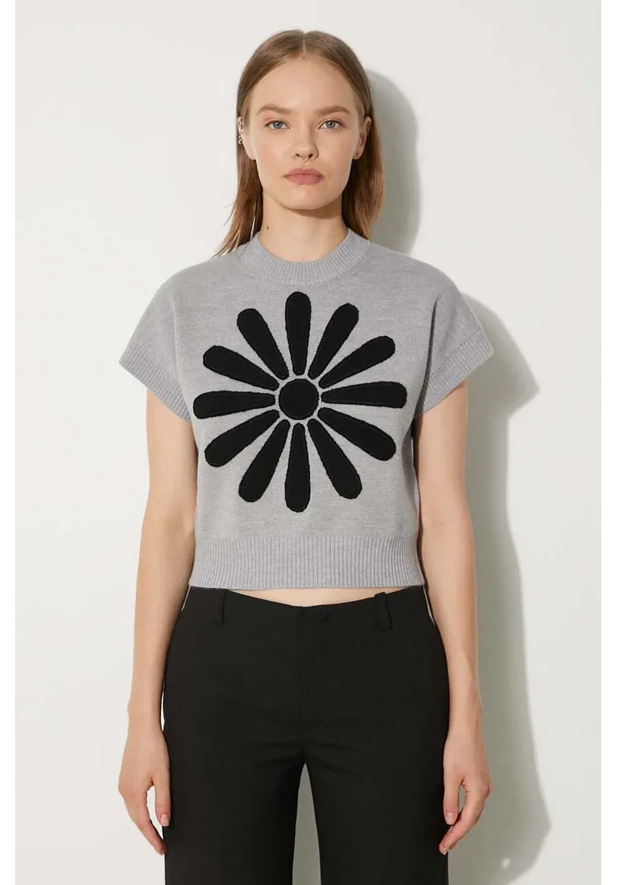 obrazek 1 Kenzo sweter wełniany Marguerite Placed Top damski kolor szary  FE62PU4883CT.93