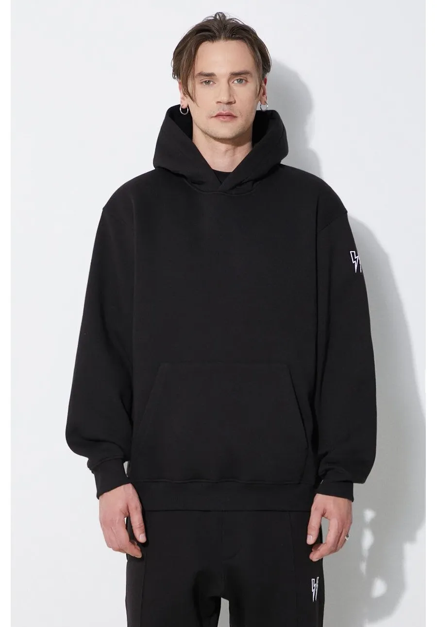 obrazek 1 Neil Barrett bluza Easy Drop Shoulder Double Bolts Hoodie męska kolor czarny z kapturem gładka MY72212R-Y514-001N