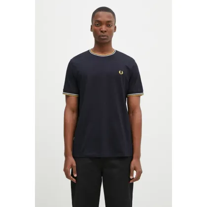 Zdjęcie Fred Perry t-shirt bawełniany Twin Tipped T-Shirt męski kolor granatowy gładki M1588.W53