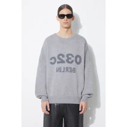 Zdjęcie 032C sweter wełniany Selfie Sweater męski kolor szary SS24-K-1010