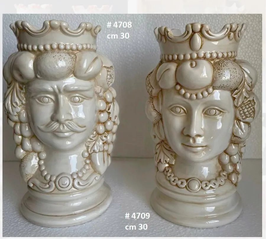 obrazek 5 Ceramiczne wazony, donice Teste di Moro w kształcie głowy kobiety i mężczyzny