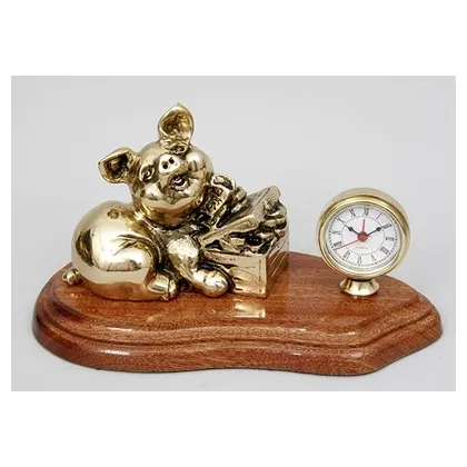 Picture Bronze clock with a pig