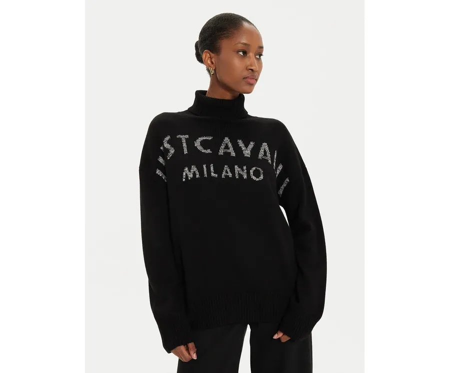 obrazek 1 Just Cavalli Golf 77PAFM22 Czarny Regular Fit