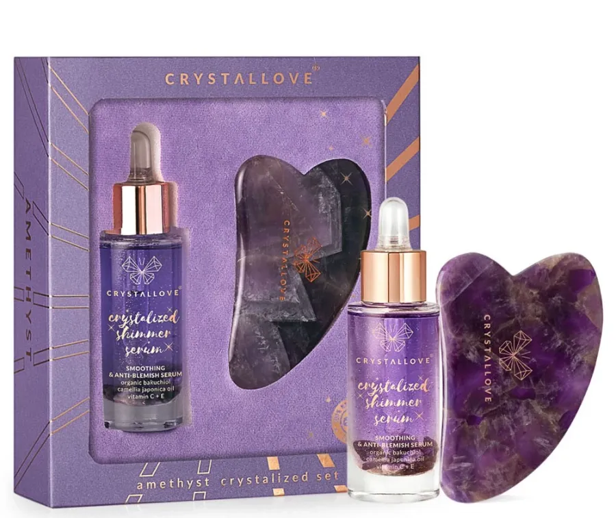 obrazek 1 Crystallove serum do twarzy z Ametysem + Płytka do Masażu Gua Sha 30 ml