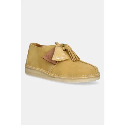 Zdjęcie Clarks Originals półbuty zamszowe Desert Trek damskie kolor żółty na płaskim obcasie 26181142