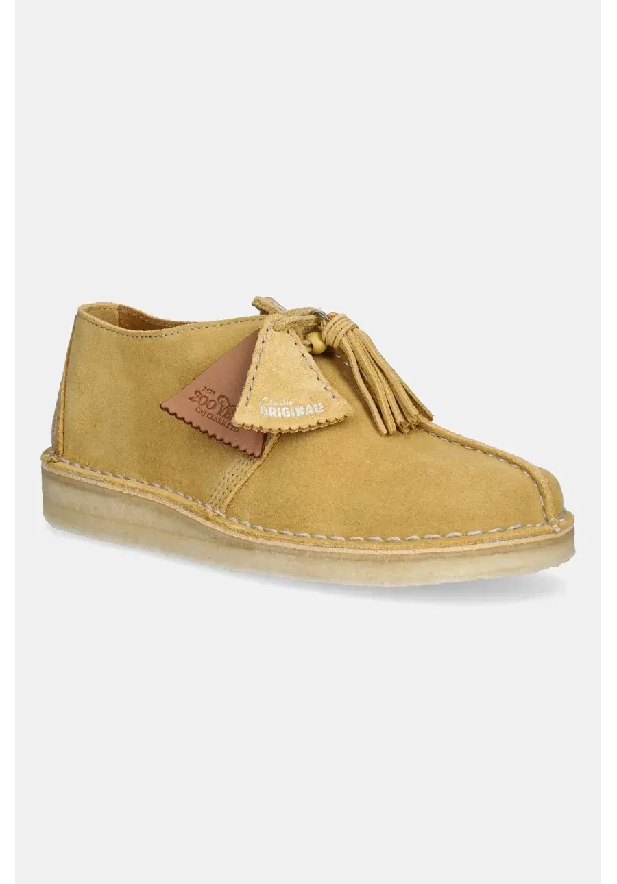 obrazek 1 Clarks Originals półbuty zamszowe Desert Trek damskie kolor żółty na płaskim obcasie 26181142