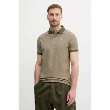 Zdjęcie Barbour polo bawełniane kolor zielony gładki