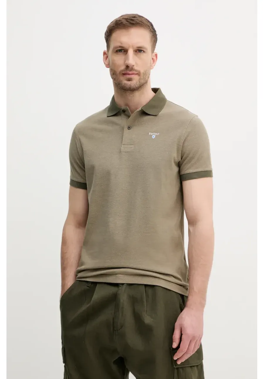 obrazek 1 Barbour polo bawełniane kolor zielony gładki