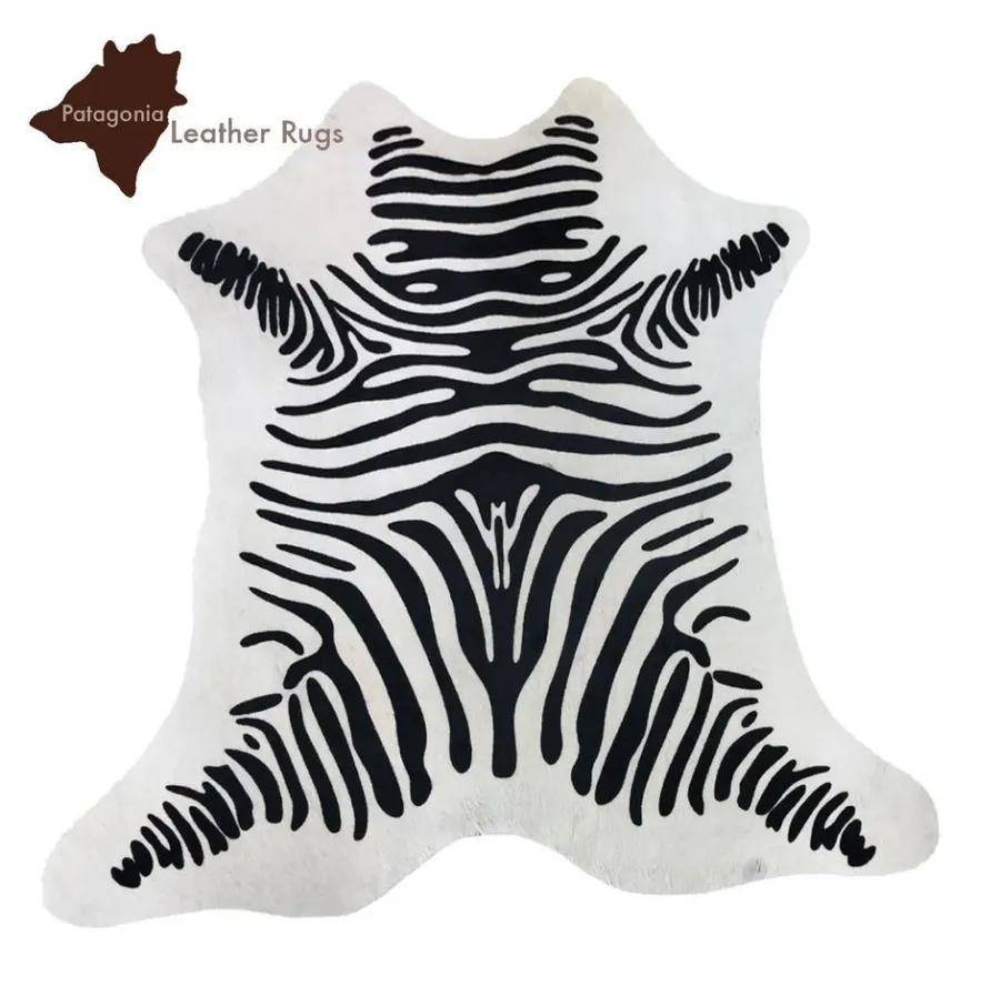 obrazek 1 Piękny dywan skórzany z nadrukiem Zebra
