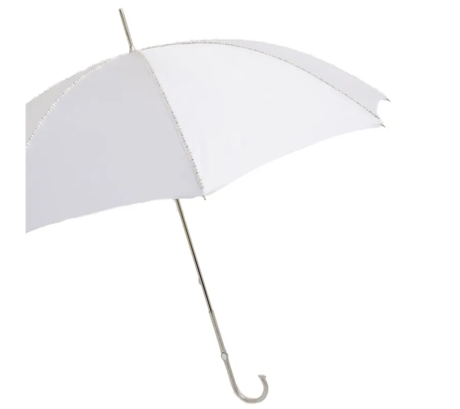 obrazek 9 Stylowy biały weselny parasol damski z białymi perłami – Pasotti
