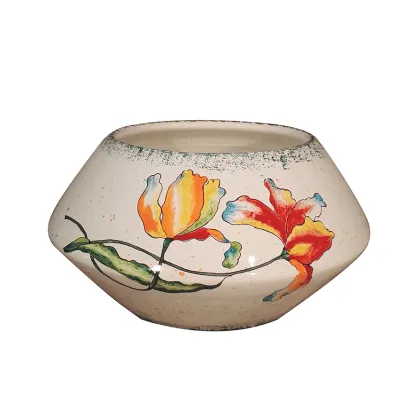 Picture Beautiful, stylish Italian vase with stylized tulips