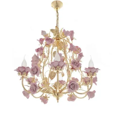 Picture Floral chandelier with beautiful flowers for 6 bulbs - Napoleon
