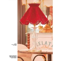 Picture Hand-cut Florentine crystal lamp with burgundy chiffon shade – Il Paralume Marina