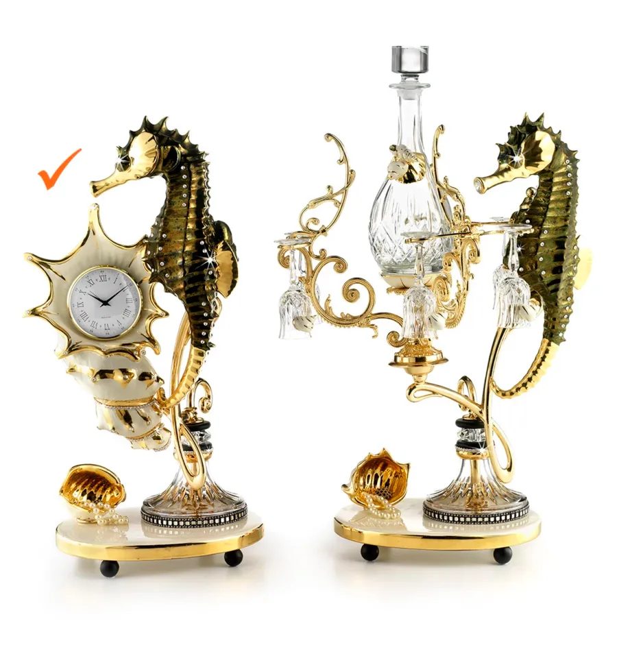 picture 1 Elegant clock with a seahorse for the living room