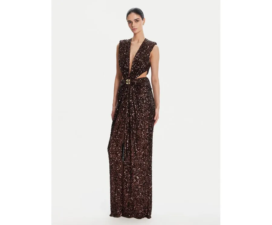 obrazek 1 Elisabetta Franchi Sukienka wieczorowa ABR4852E2 644 Brązowy Regular Fit