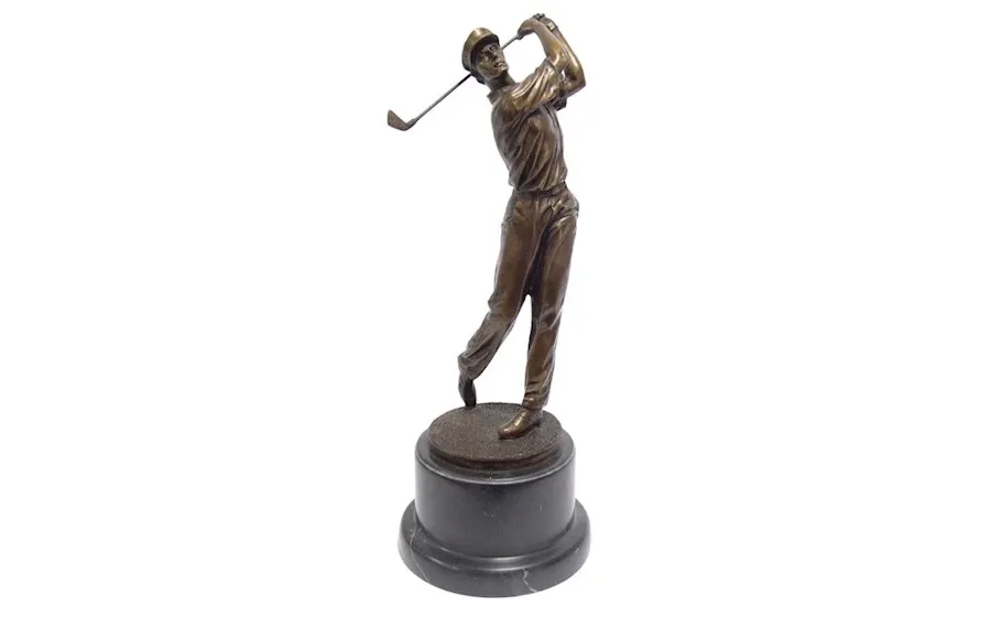 obrazek 1 Piękna stylowa rzeźba przedstawiająca golfistę z brązu