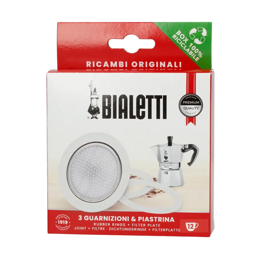 obrazek 1 Bialetti - Uszczelka (3 szt.) + sitko do kawiarek aluminiowych Bialetti 12tz BIALETTI
