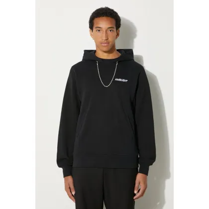 Zdjęcie AMBUSH bluza bawełniana Ballchain męska kolor czarny z kapturem z aplikacją BMBB001F24FLE0011001