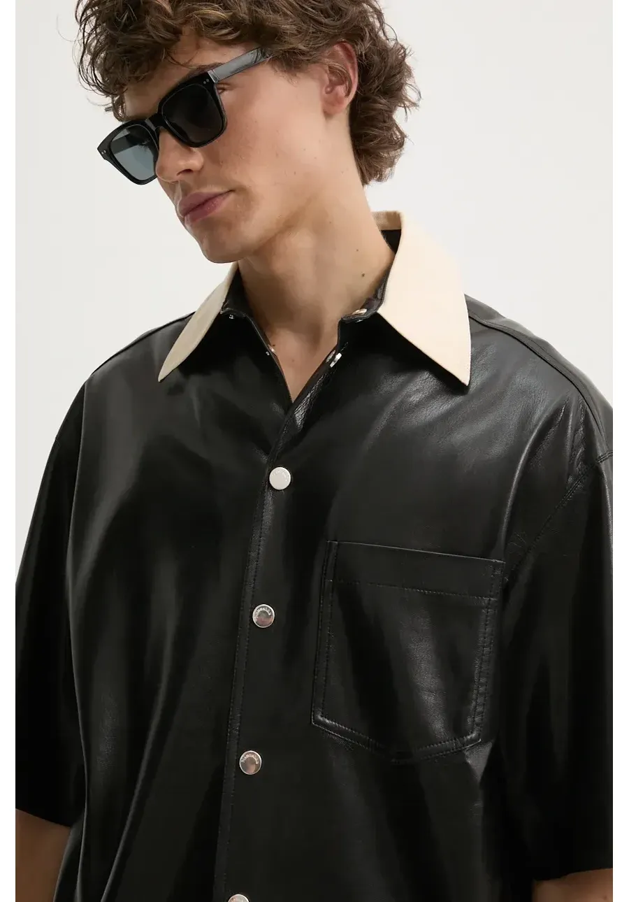 obrazek 1 Nanushka koszula AKSEL męska kolor czarny relaxed z kołnierzykiem klasycznym NM24PFSH01999