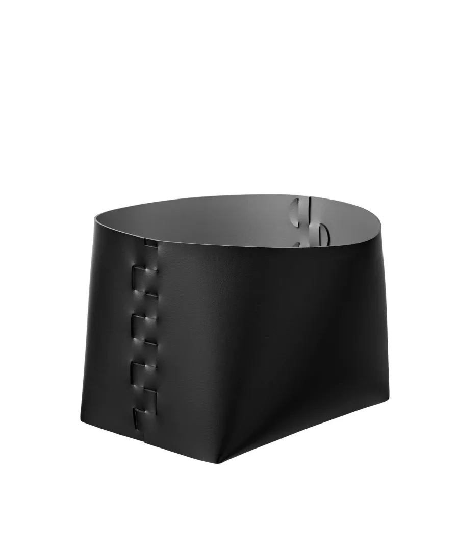 obrazek 1 Stylowy skórzany czarny kosz Helena 35x30xH26 cm