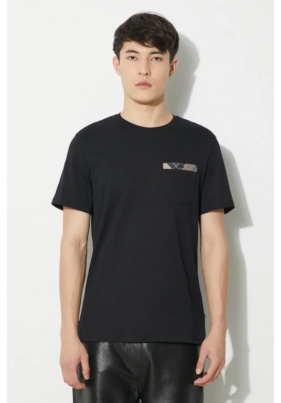 obrazek 1 Barbour t-shirt bawełniany Durness Pocket Tee męski kolor czarny gładki MTS0682