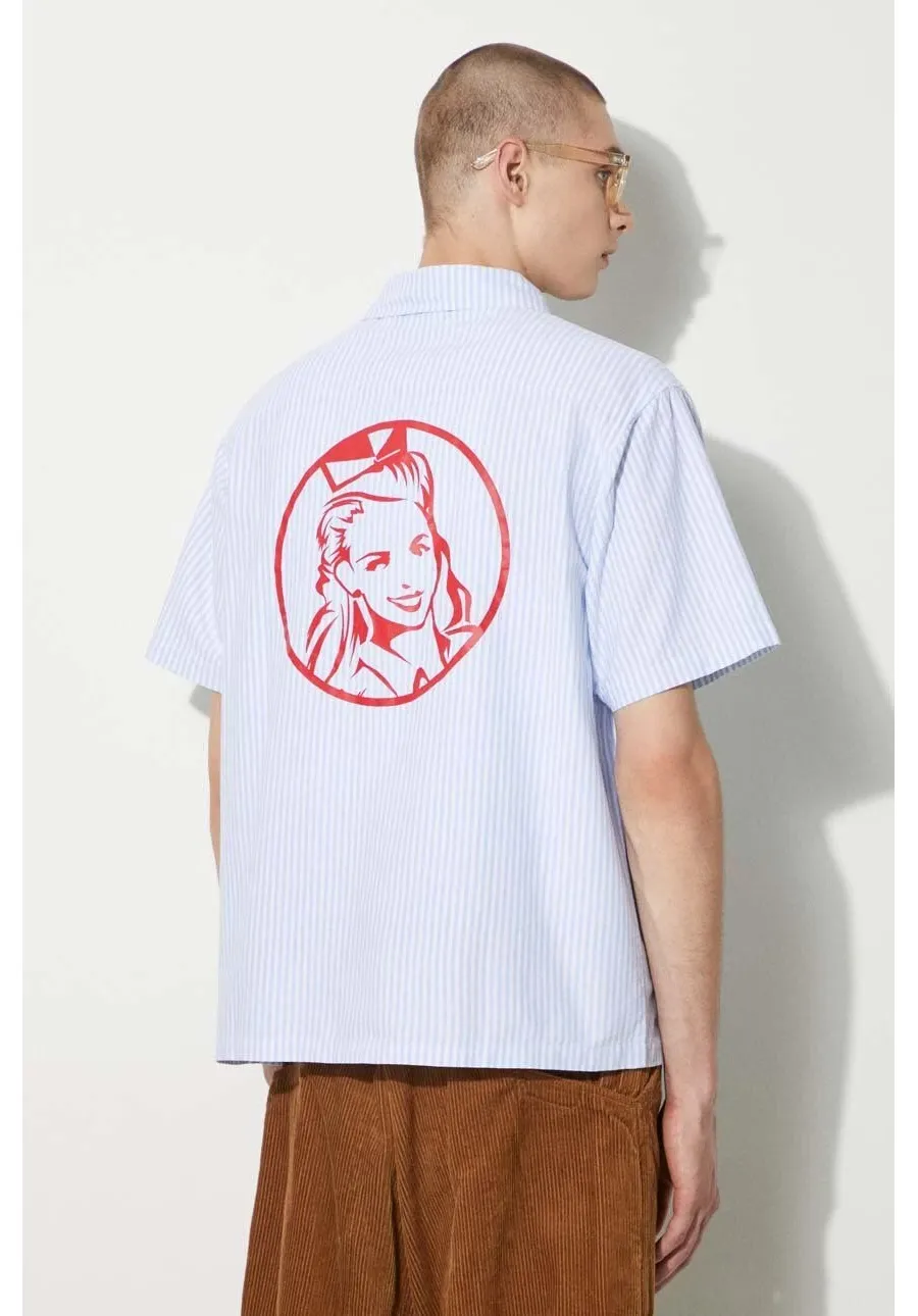 obrazek 1 ICECREAM koszula bawełniana Diner Striped Shirt męska kolor niebieski regular z kołnierzykiem klasycznym IC24220