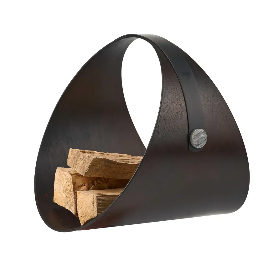 obrazek 5 Niepowtarzalny czarny stojak na drewno do kominka lub czasopisma