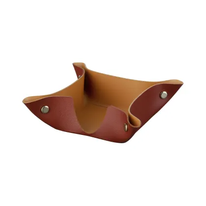 Zdjęcie Skórzany bordowy pojemnik na notes 10х10хH4 cm