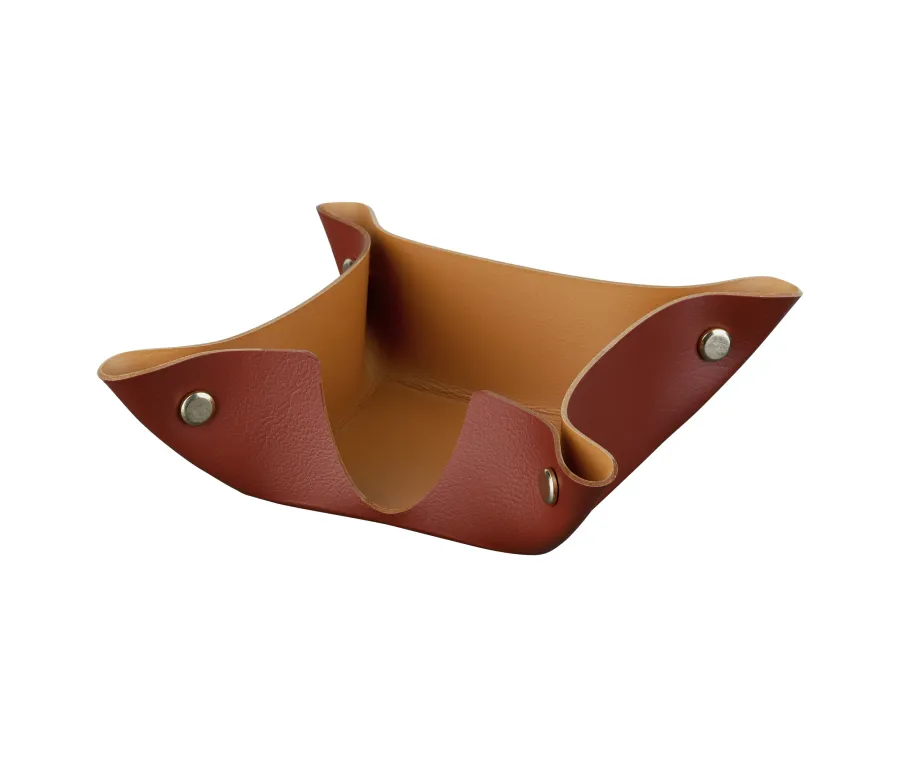 obrazek 1 Skórzany bordowy pojemnik na notes 10х10хH4 cm