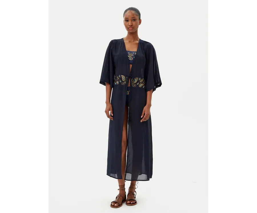 obrazek 1 Selmark Kimono BN297 Granatowy Relaxed Fit
