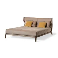 Picture Italian elegant bed with an upholstered headboard