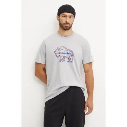 Zdjęcie Columbia t-shirt bawełniany kolor szary z nadrukiem