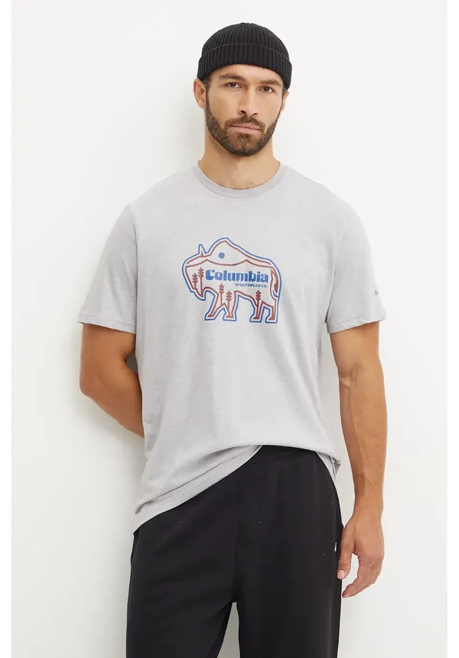 obrazek 1 Columbia t-shirt bawełniany kolor szary z nadrukiem