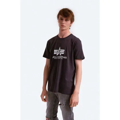 Zdjęcie Alpha Industries t-shirt bawełniany kolor szary z nadrukiem 100501.466-GRAFITOWY