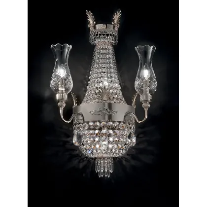 Zdjęcie Metalowa lampa ścienna z kryształami wykonana we Włoszech