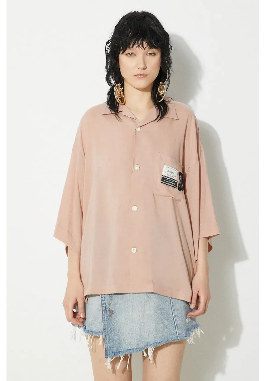 obrazek 1 Undercover koszula damska kolor beżowy relaxed z kołnierzykiem klasycznym UC1D1401.2