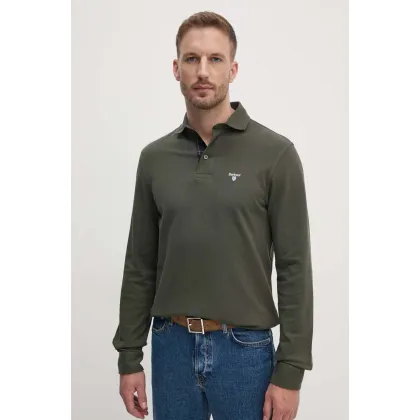 Zdjęcie Barbour longsleeve bawełniany kolor zielony gładki MML1333